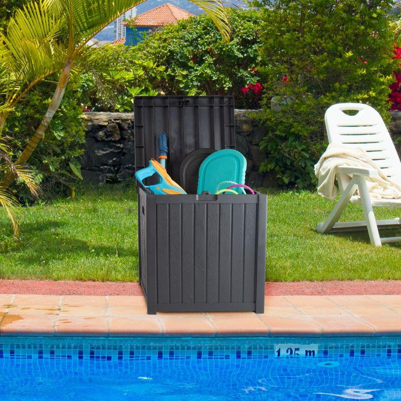 Storage Box - 50-Gallon Container for Patio Storage - Durable and Fade-Resistant Resin Deck Box - Outdoor Furniture by Pure Garden (Gray)