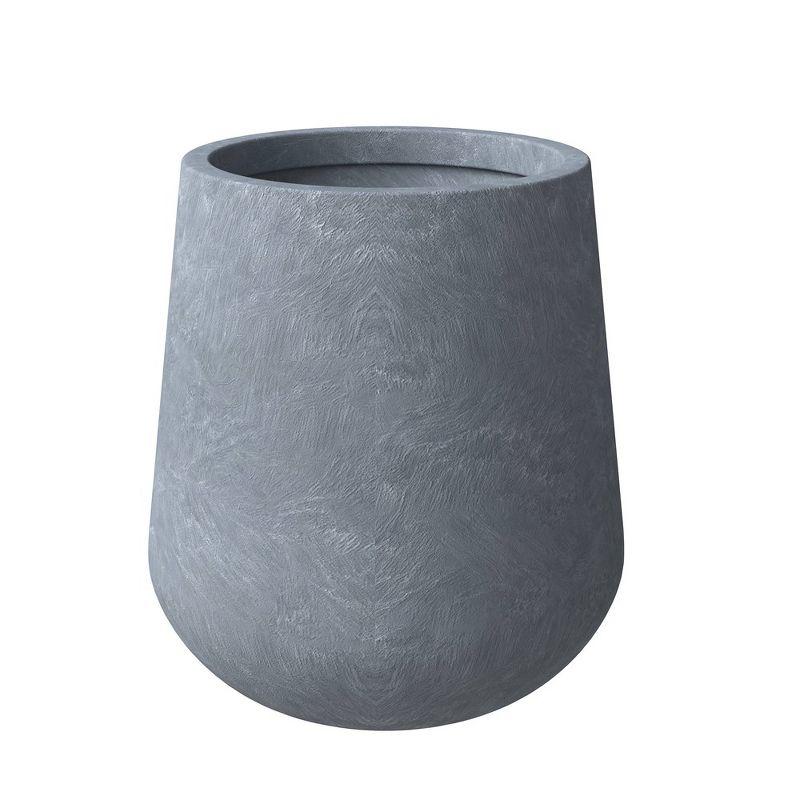 Gray Fiberstone and MGO Clay Round Planter with Drainage Holes