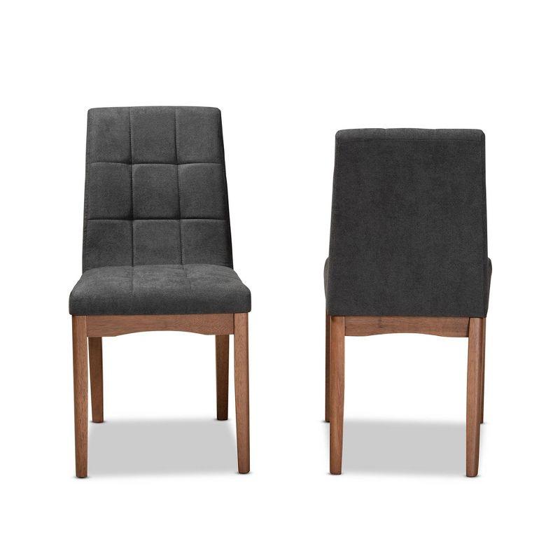 Tara Dark Grey Fabric and Walnut Wood High-Back Arm Chair