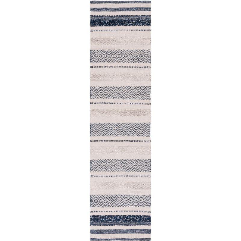 Striped Kilim STK502 Hand Woven Runner Rug - Ivory/Navy - 2'3"x9' - Safavieh.