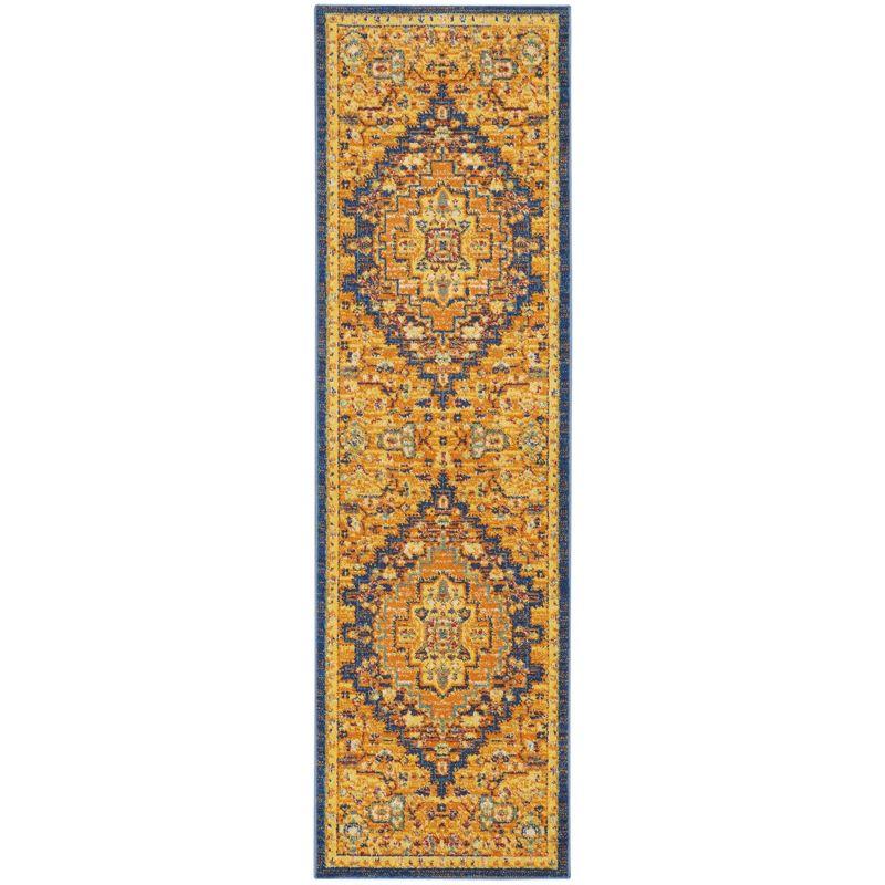 Bohemian Bliss Orange Multicolor Medallion Indoor Rug - 27"x5.5"