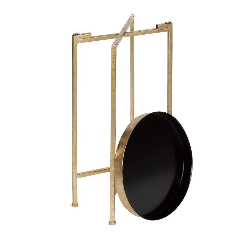 Kate and Laurel Celia Round Metal Tea Table, 14x14x25.75, Gold and Black