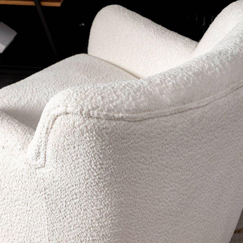 32" Wide Upholstered Swivel Armchair Cream - Kinwell: Rotating Base, No Assembly Required