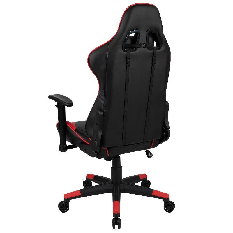 BlackArc High Back Reclining Gaming Chair in Black & Red Faux Leather -Height Adjustable Arms - Headrest & Lumbar Support Pillows