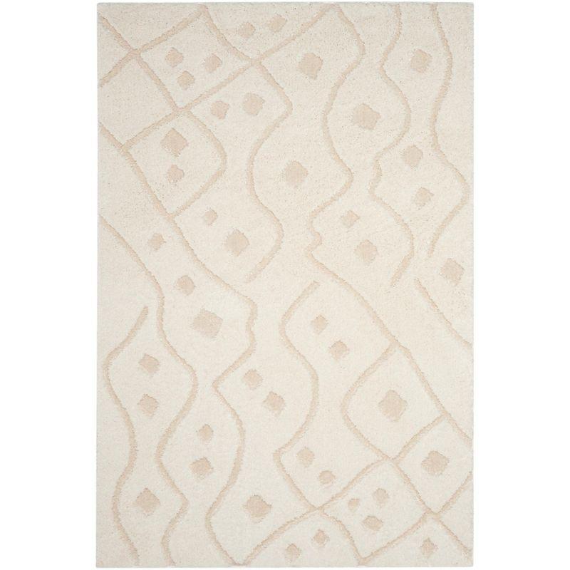 Sparta Shag SPG511 Power Loomed Indoor Area Rug - Ivory/Beige - 5'1"x7'6" - Safavieh