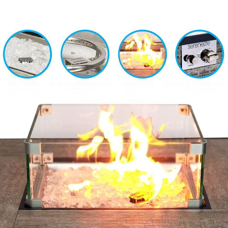 Outdoor Propane Fire Pit Table, Weatherproof Square Wicker Propane Gas Fire Table w/Tile Tabletop