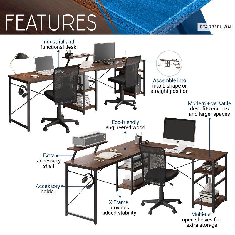 Inbox Zero Techni Mobili L-Shape Industrial Desk With Storage Shelves