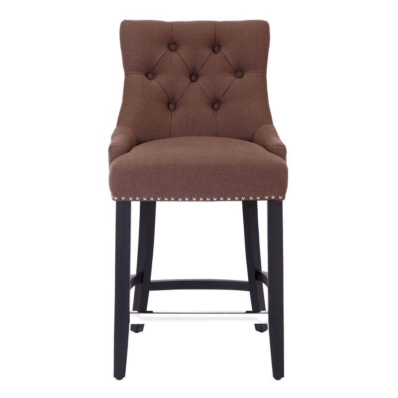 WestinTrends 29" Linen Tufted Buttons Upholstered Wingback Bar Stool (Set of 3)