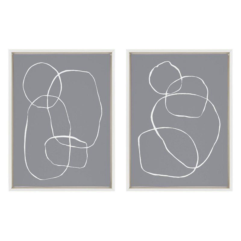 (Set of 2) 18" x 24" Sylvie Gray Going in Circles Framed Wall Canvas Set by Teju Reval - Kate & Laurel All Things Decor