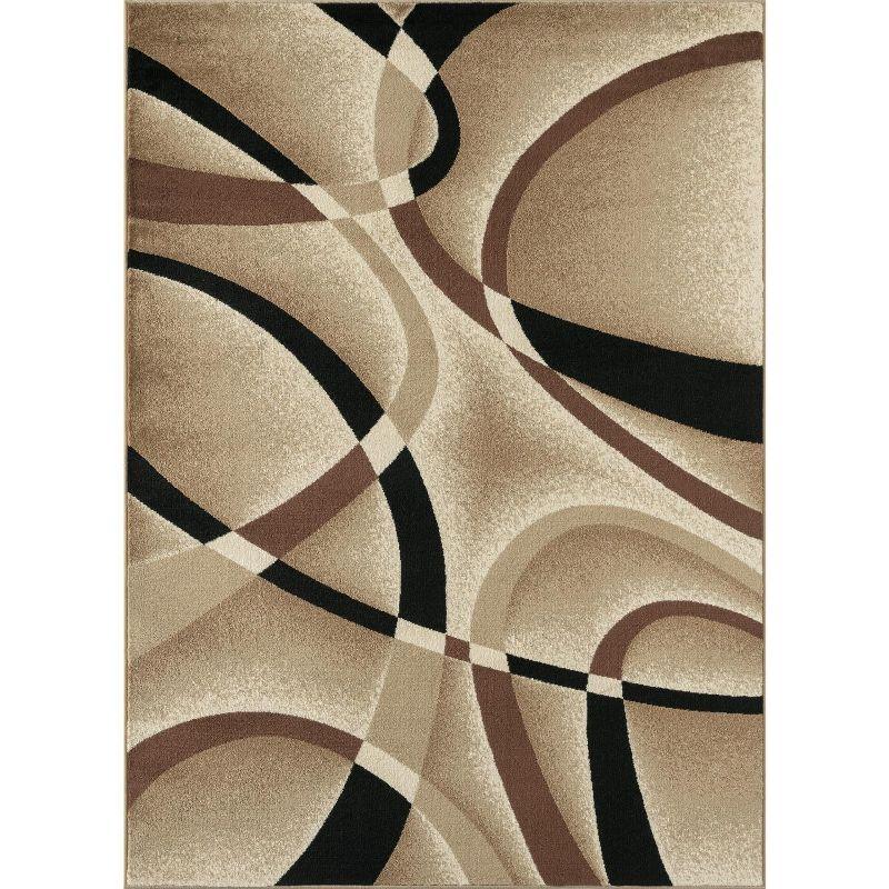 Fidel Abstract Machine Made Power Loom Polypropylene Indoor Area Rug in Beige