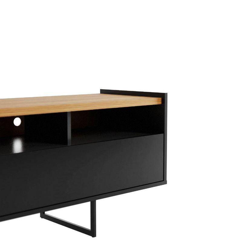 Winston TV Stand for TVs up to 50" Black/Cinnamon - Manhattan Comfort: Mid-Century Design, Cable Management