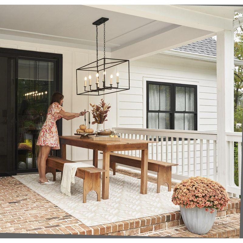 Nourison Aloha Tropical Palm Flatweave High-Low Indoor Outdoor Area Rug Ivory Grey 5'3" x 7'5"