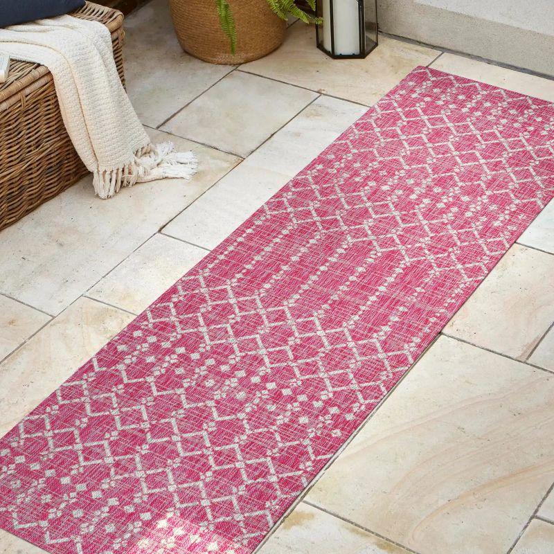 Ourika Moroccan Geometric Textured Weave Indoor/Outdoor Area Rug - JONATHAN Y