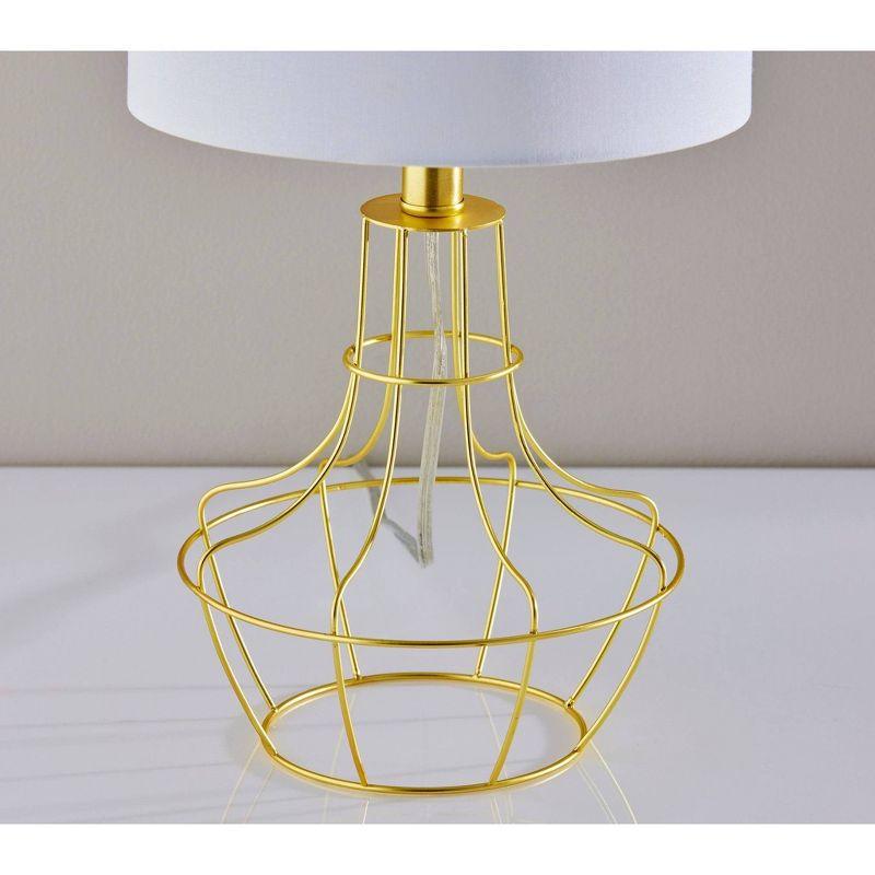 Adesso Stella 2 Piece Bonus Pack Brass: Metal Cage Bases, White Drum Shades, No Assembly Required