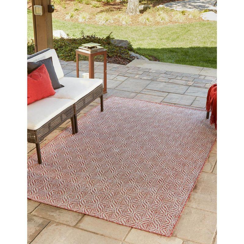 Rust Red Rectangular Synthetic Outdoor Area Rug