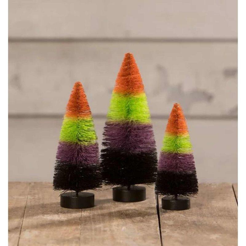 Bethany Lowe 6.0 Inch The Brighter Side Halloween Trees Multi-Colored Black Orange Green Purple Bottle Brush Trees