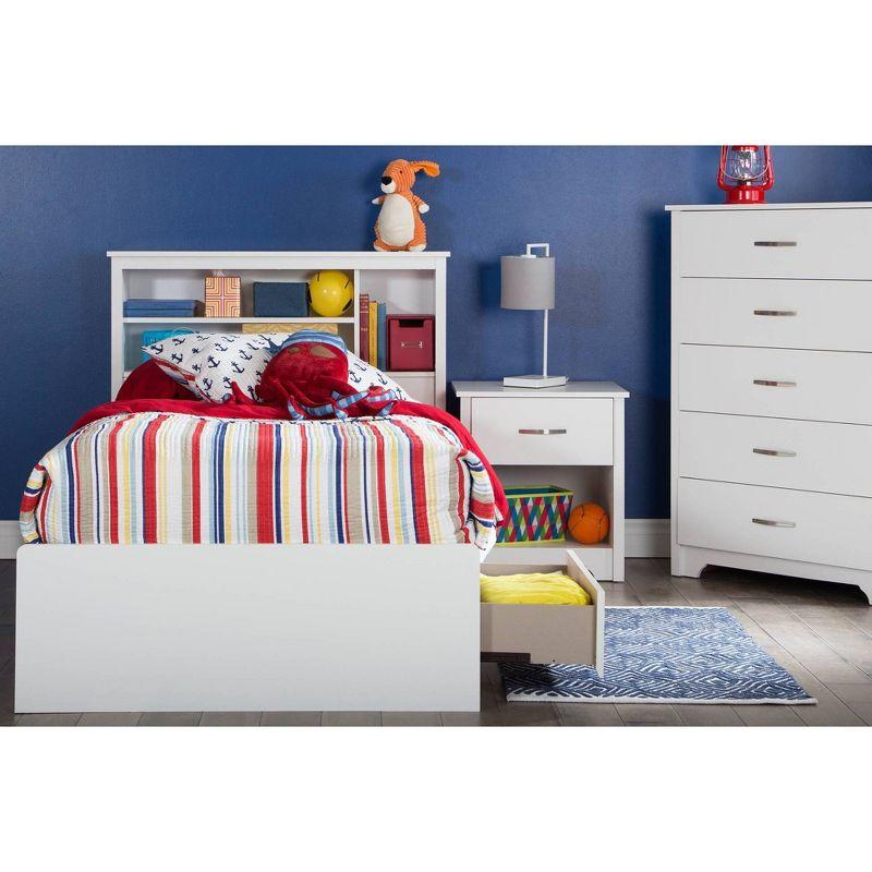 Twin Fusion White Wood Frame Mates Bed with 3 Storage Drawers