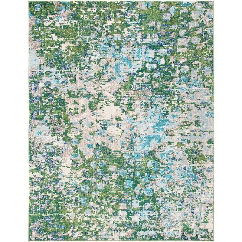 Green and Turquoise Abstract 8' x 10' Synthetic Area Rug