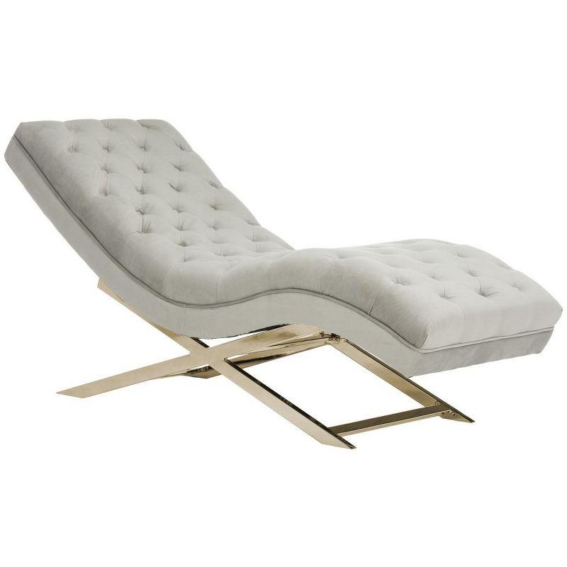 Monroe Chaise W/ Headrest Pillow - Grey/Gold - Safavieh.