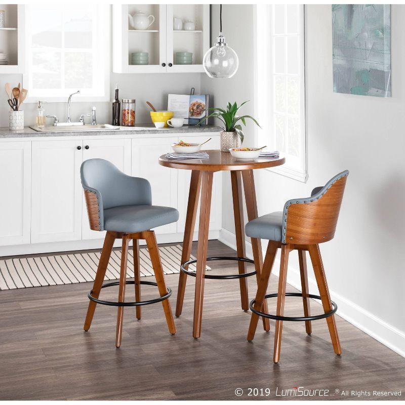 Ahoy Mid-Century Modern Counter Height Table Walnut - LumiSource: Round, Tapered Legs, Black Footrest