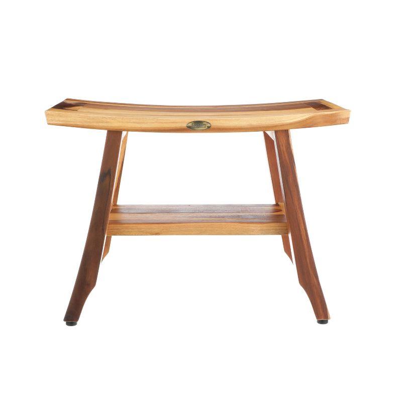 24" Satori ED991 Wide Teak Shower Stool for Shaving Legs - EcoDecors: Rectangular Bathroom Bench, Non-Upholstered