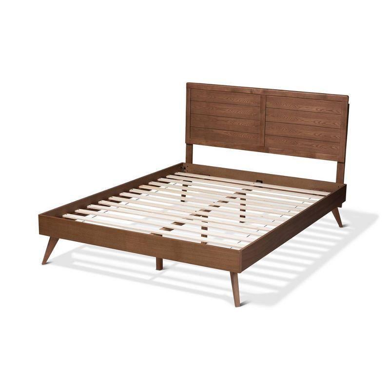 Queen Artemis Walnut Finished Wood Platform Bed Brown - Baxton Studio: Mid-Century Modern, No Box Spring Required