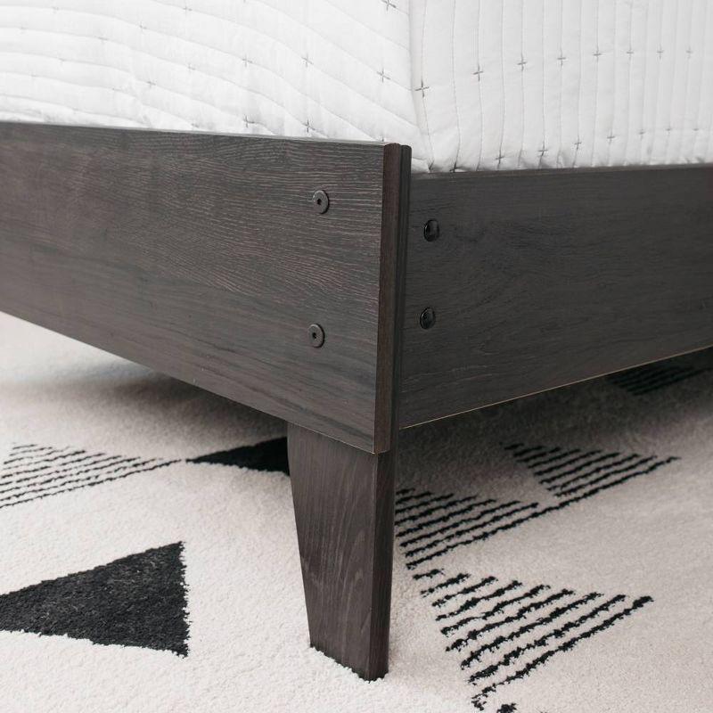 Charcoal Queen Platform Bed with Engineered Oak Grain Finish