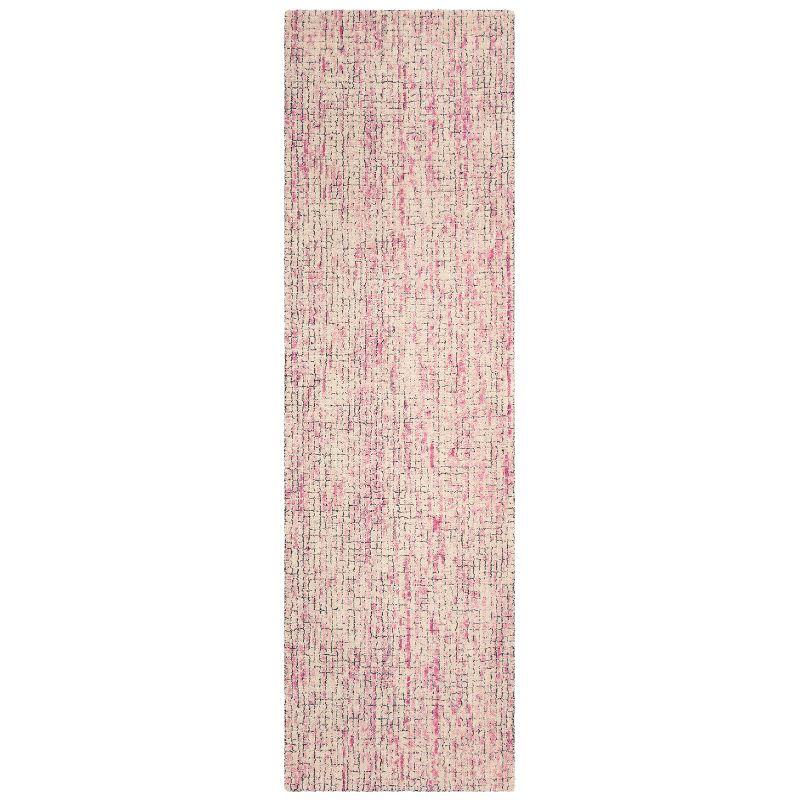 Abstract ABT473 Hand Tufted Runner Rug - Ivory/Pink - 2'3" X 8' - Safavieh.