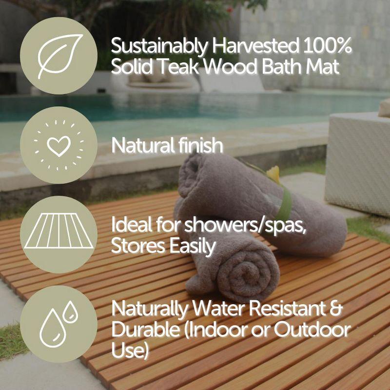 Nordic Teak 23.6" x 17.7" Oiled Shower and Bath Mat with Frame