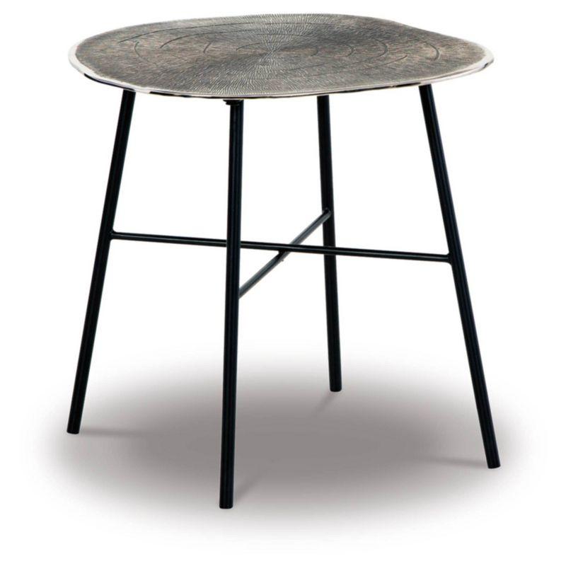 Laverford Black and Chrome Round Metal End Table