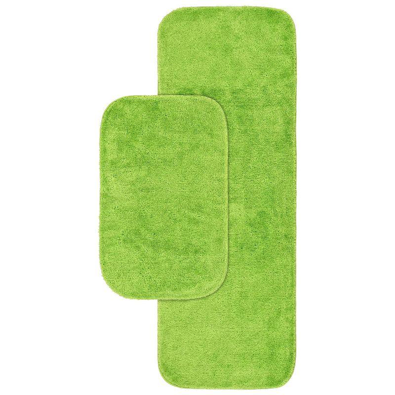 Lime-Aid Nylon Traditional Washable 2-Piece Bathroom Rug Set