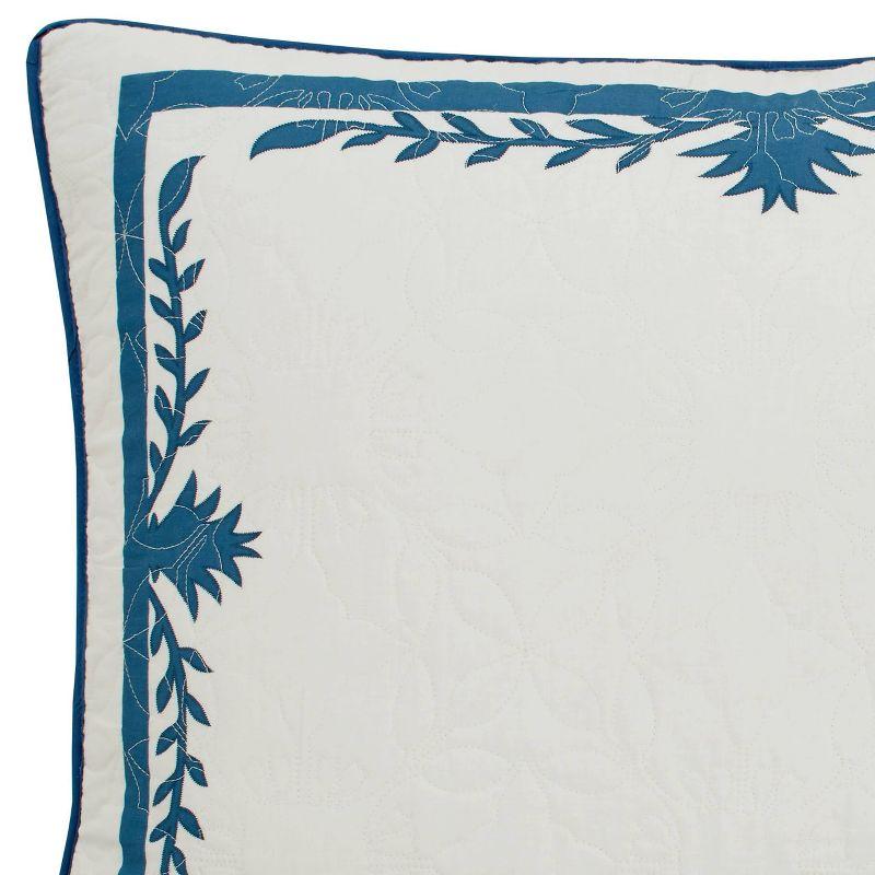 Island Breeze Blue and Beige Cotton Reversible Full/Queen Quilt Set