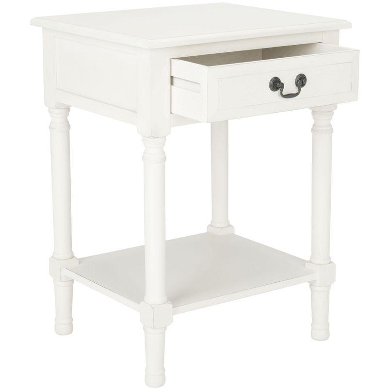Whitney 1 Drawer Accent Table - Distressed White - Safavieh.