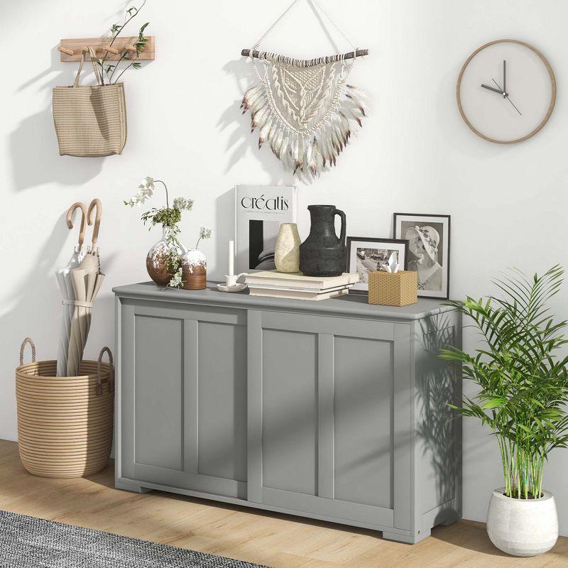 Costway Kitchen Storage Cabinet Sideboard Buffet Cupboard Wood Sliding Door Pantry Gray