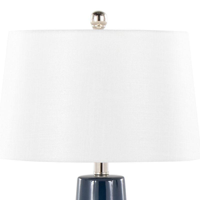 Everly Quinn Penelope 22" Contemporary Table Lamp with Tiffany Blue & Silver Ceramic Body and White Shade by LumiSource