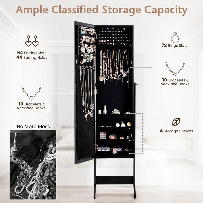 Costway Jewelry Mirrored Cabinet Armoire Organizer Storage Box with Stand Christmas Gift Coffee