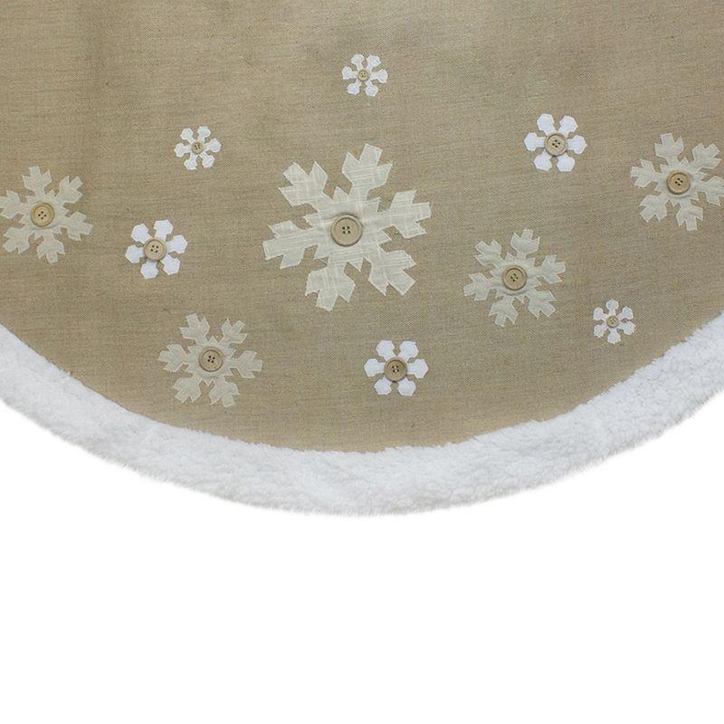 Northlight 48-Inch Beige and White Snowflake Embroidered Christmas Tree Skirt