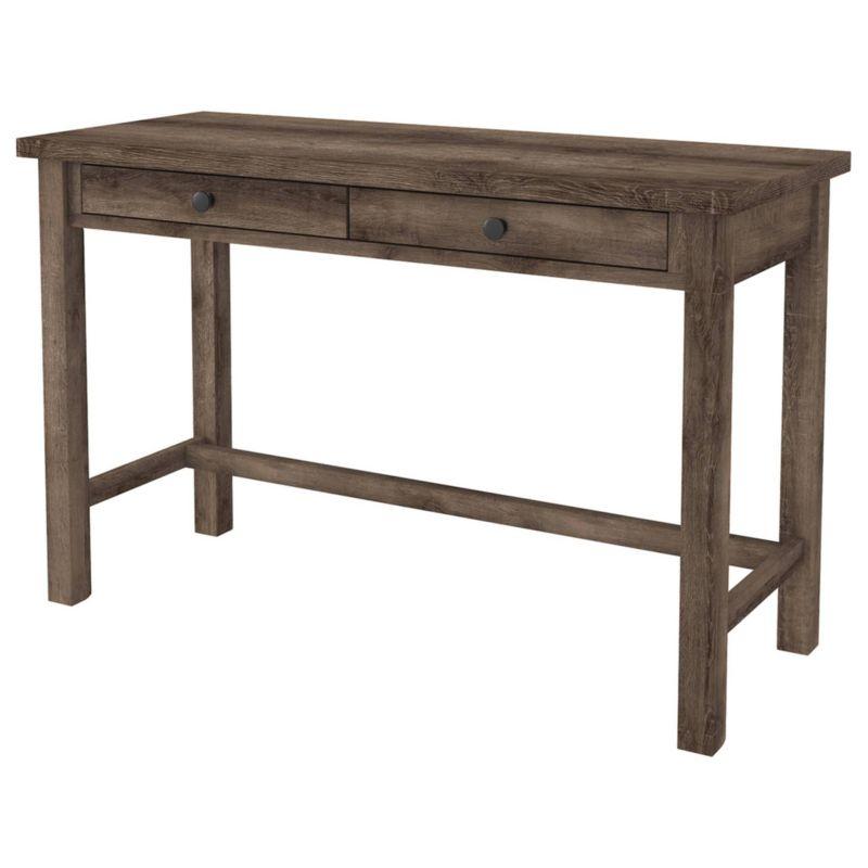 Transitional Weathered Oak Home Office Desk with Dual Drawers