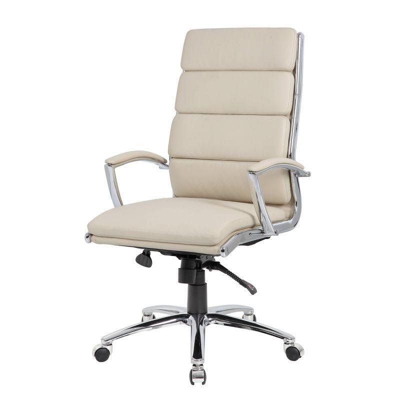 Contemporary Striped Executive Office Chair Beige with Lumbar Support & Casters - Boss Office Products