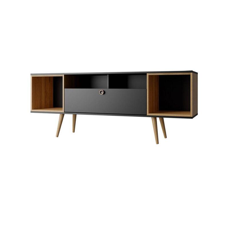 Theodore TV Stand for TVs up to 60" Black/Cinnamon - Manhattan Comfort: Entertainment Center with Cable Management