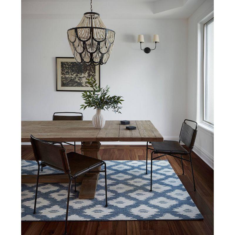 Momeni 3'6"x5'6" Leiden Ikat Huxley Handtufted Area Rug Slate Blue: Wool, Medium Pile, Classic Pattern, Indoor Use