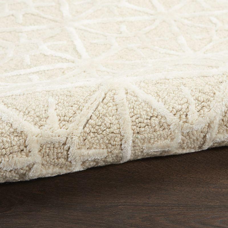 Geometric Handmade Tufted Ivory Area Rug