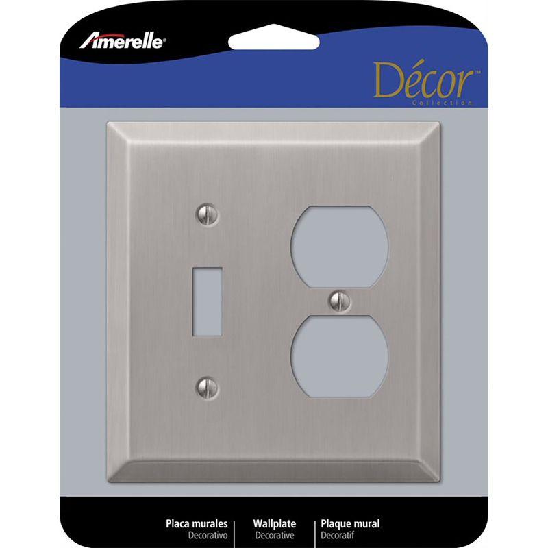 Amerelle Brushed Nickel 2-Gang Duplex/Toggle Wall Plate