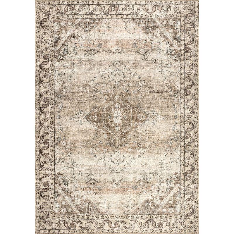 Nuloom Hillstone Collection Ahmeira Traditional Vintage Medallion Area Rug, 7' 10" x 10', Beige