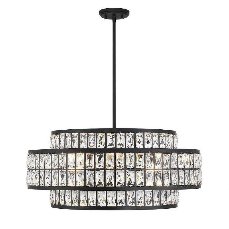 Renzo Matte Black 6-Light Crystal Drum Pendant