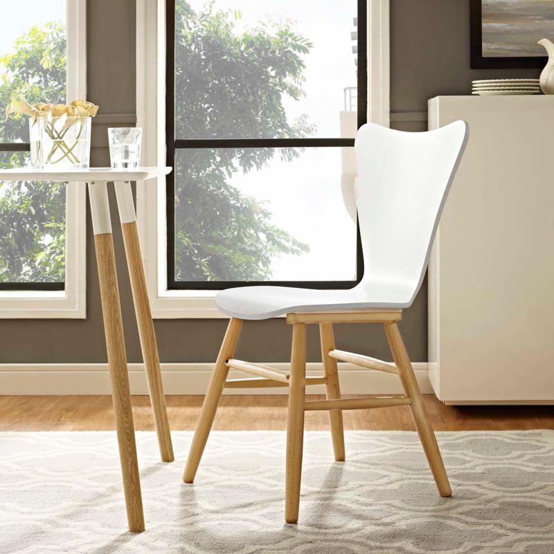 Cascade White Bentwood Dining Side Chair with Tapered Legs