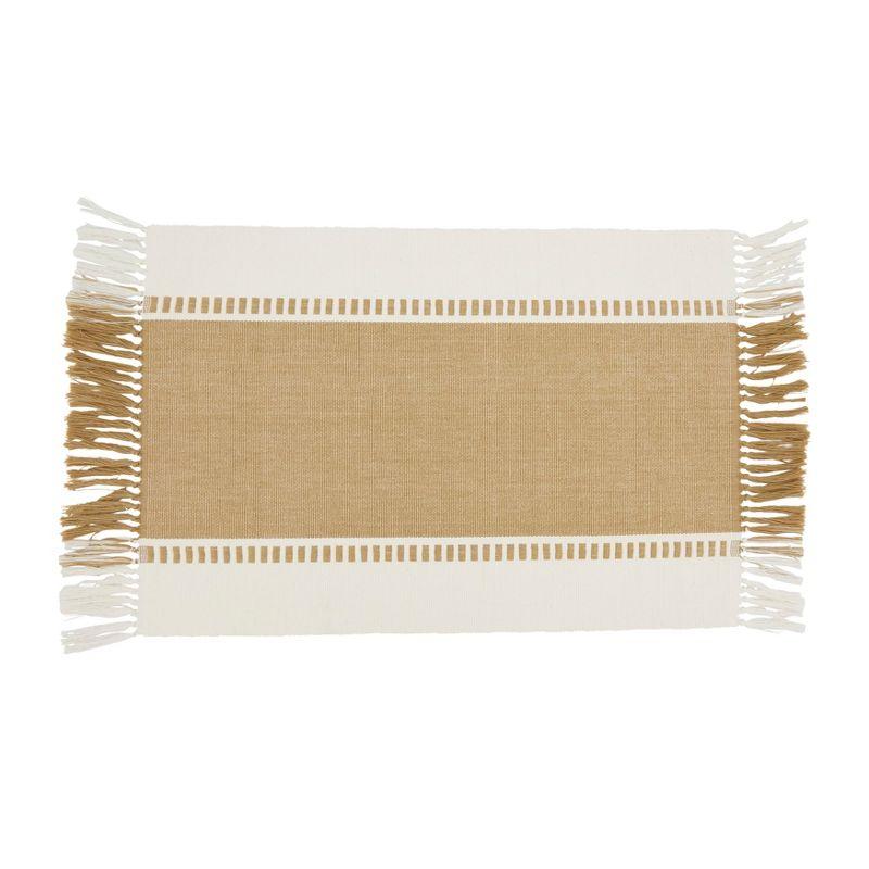 Beige and Tan Cotton Tassel Trimmed Placemats, Set of 4