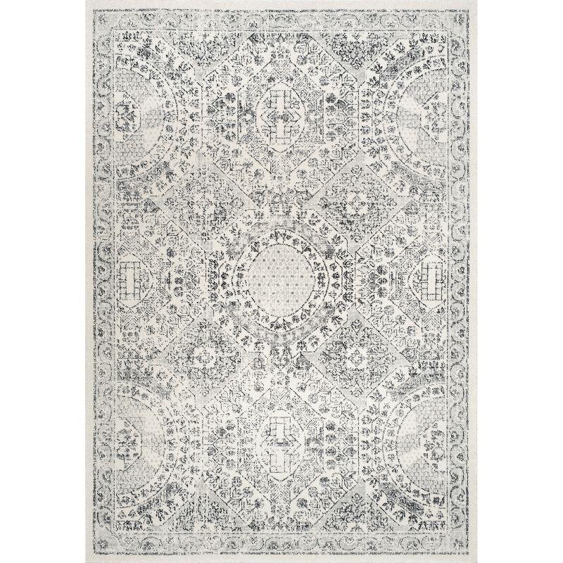 Elegant Distressed Gray Oriental 62''x26'' Synthetic Area Rug