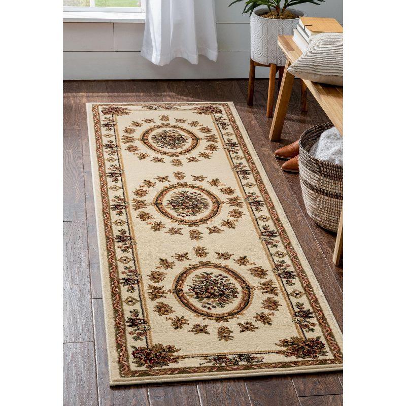 Well Woven Pastoral Medallion French European Floral Formal Traditional Modern Classic Thick Soft Area Rug