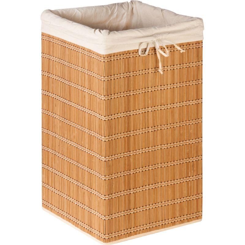 Bohemian Zen 25" Brown & White Wicker Square Hamper